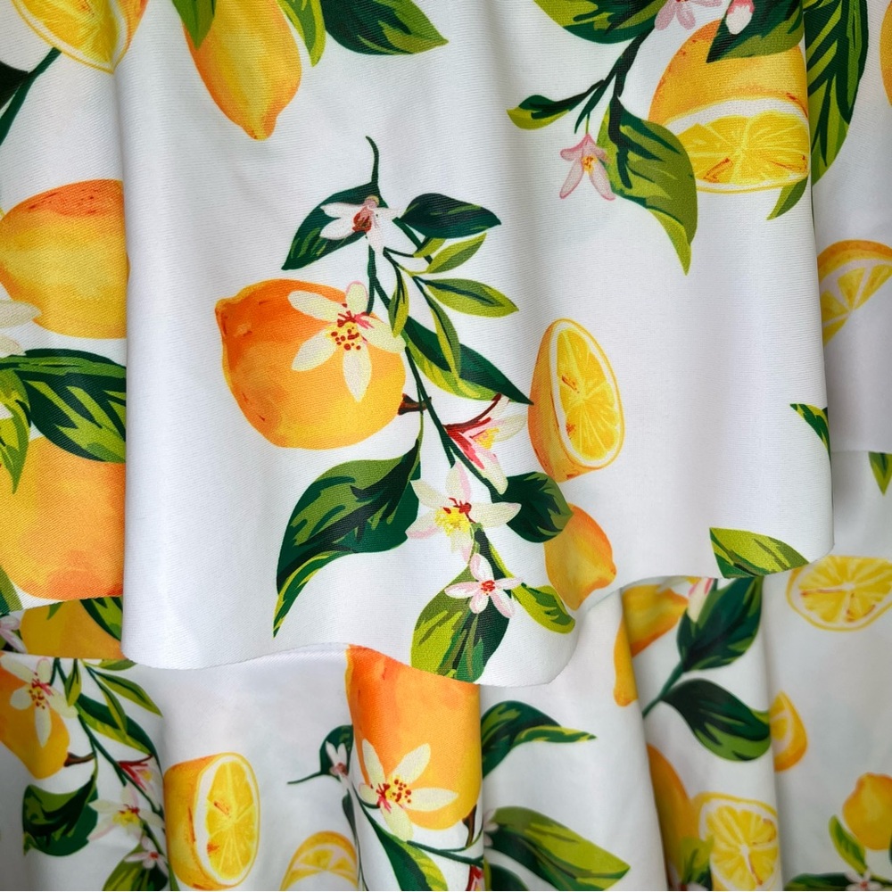 Swimsuit Lemon Print Tankini with Yellow Shorts Summer, Ruffles, Adjustable - Picture 5 of 14
